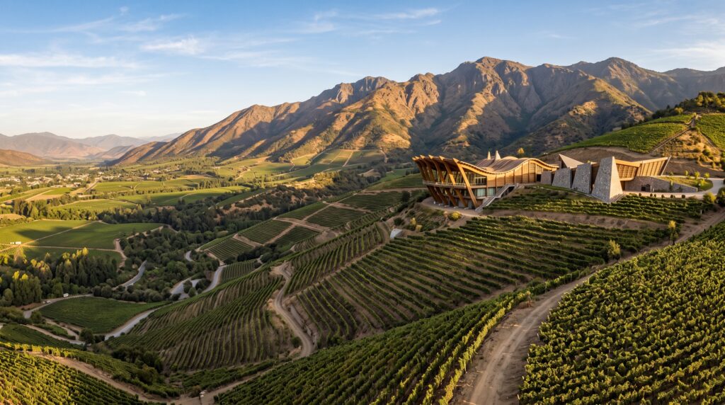 El templo del Carménère en los Andes chilenos: el Valle de Colchagua, arquitectura vitivinícola de culto y la mística de Apalta.