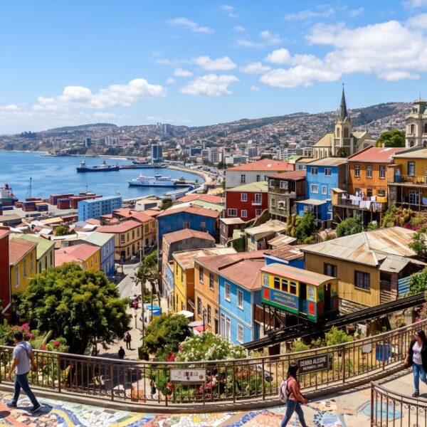 La joya bohemia del Pacífico: los palacetes victorianos del Cerro Alegre y el encanto atemporal de Valparaíso.