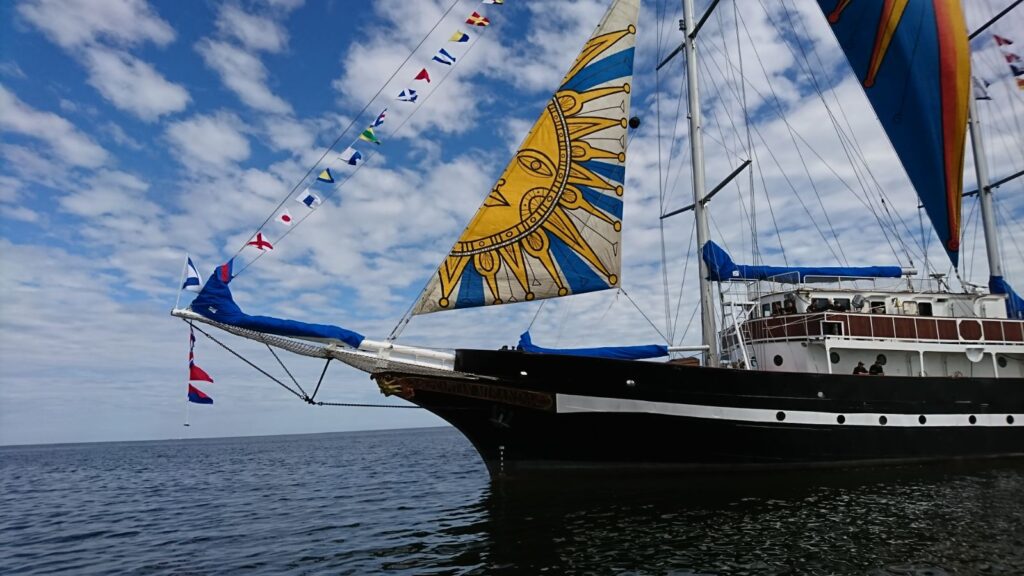 El regreso del embajador de los mares: el velero escuela Capitán Miranda fondea en la Bahía de Maldonado.