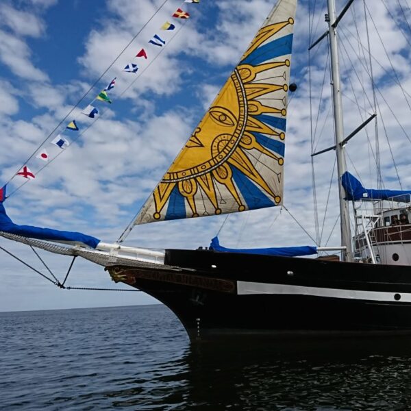 El regreso del embajador de los mares: el velero escuela Capitán Miranda fondea en la Bahía de Maldonado.