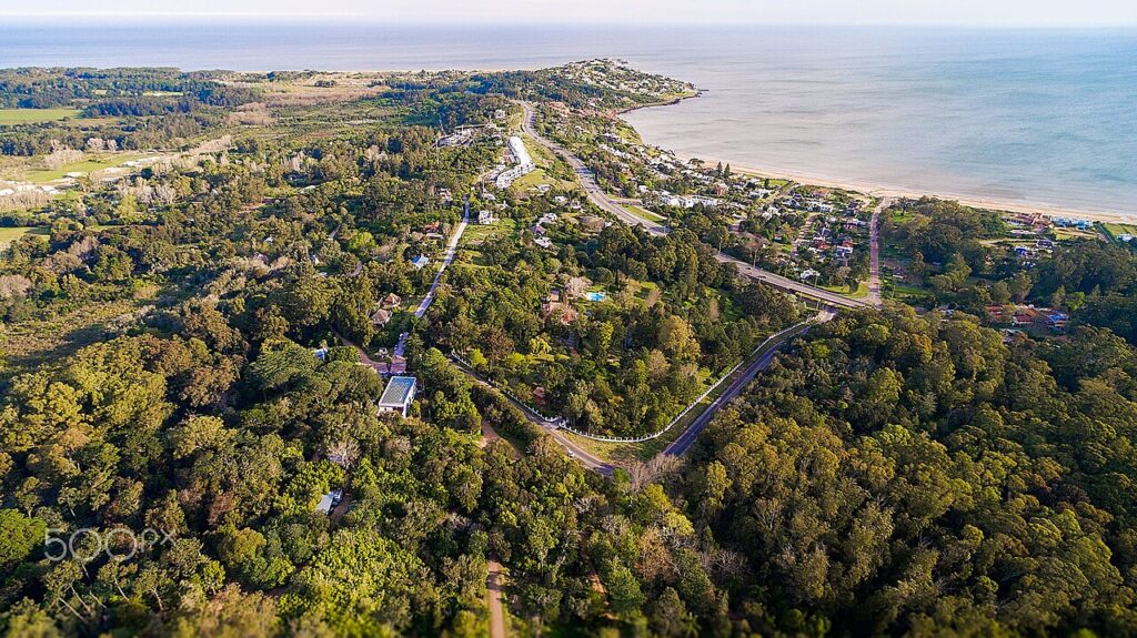 Vista de la península de Punta Ballena desde el Arboretum Lussich
