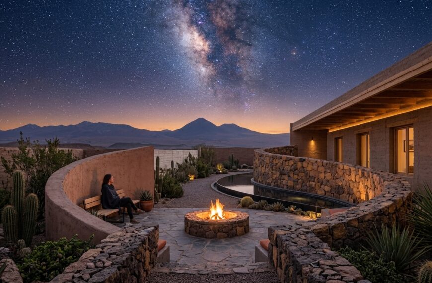 El silencio cósmico de San Pedro de Atacama: arquitectura vernácula de adobe, cielos protegidos y el santuario del nuevo lujo mineral.