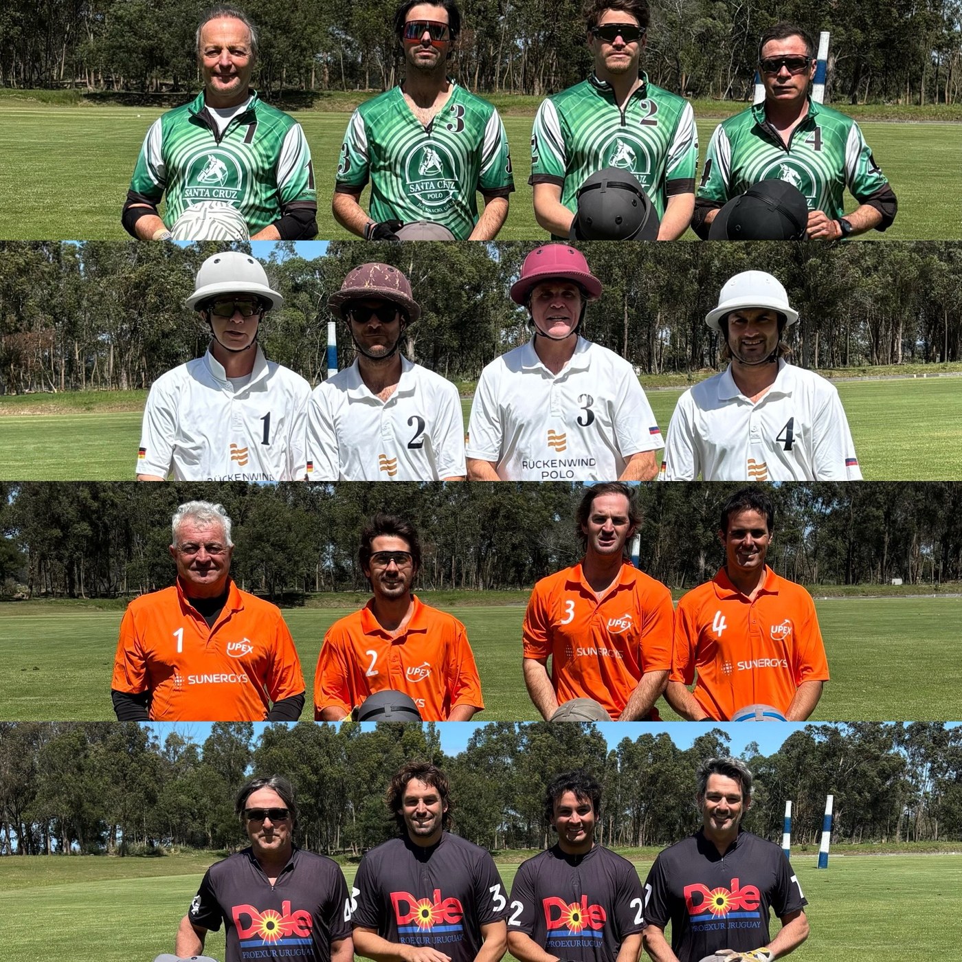 Collage con los cuatro equipos de polo de la Spring Cup 2026